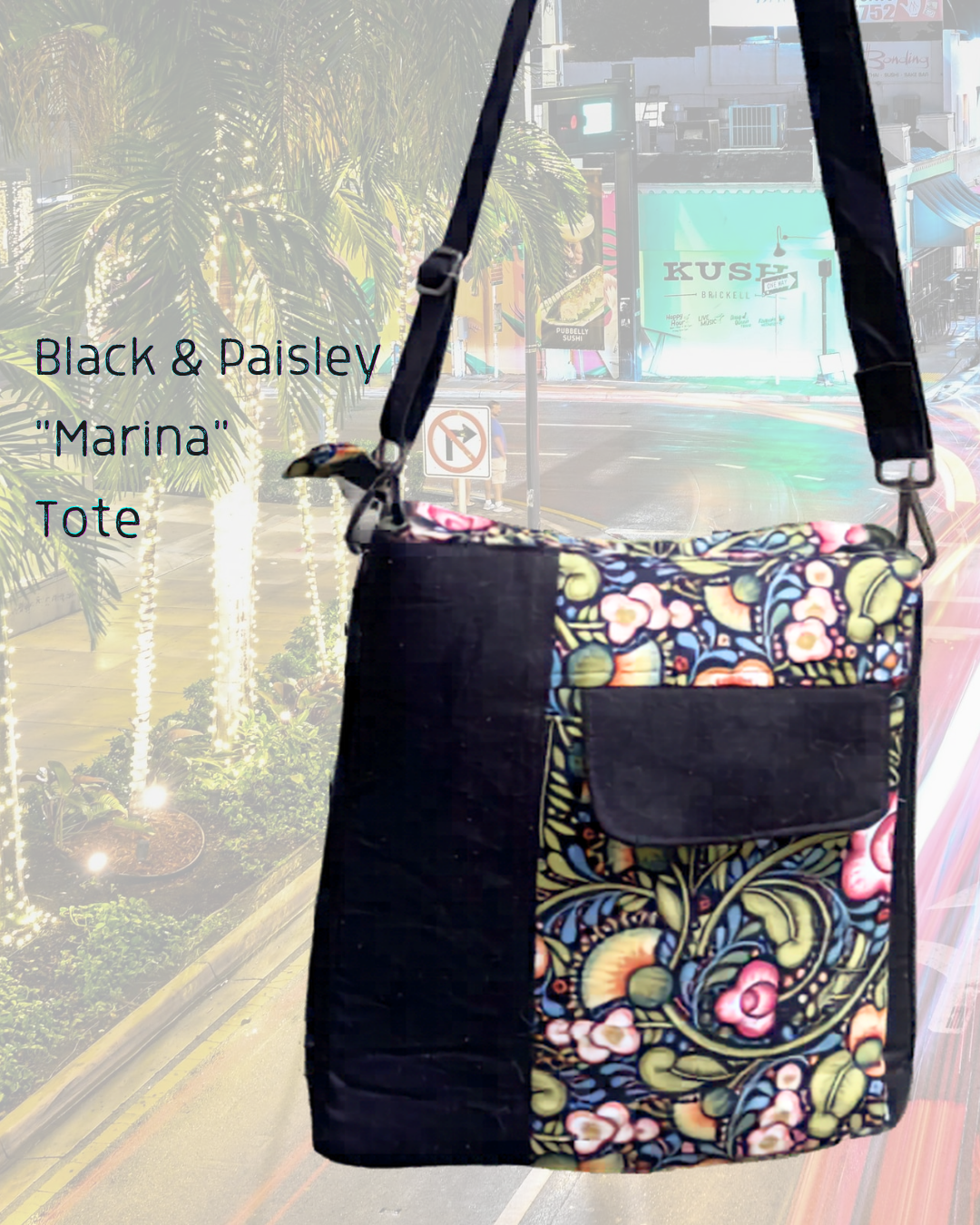 Black & Paisley "Marina" Tote