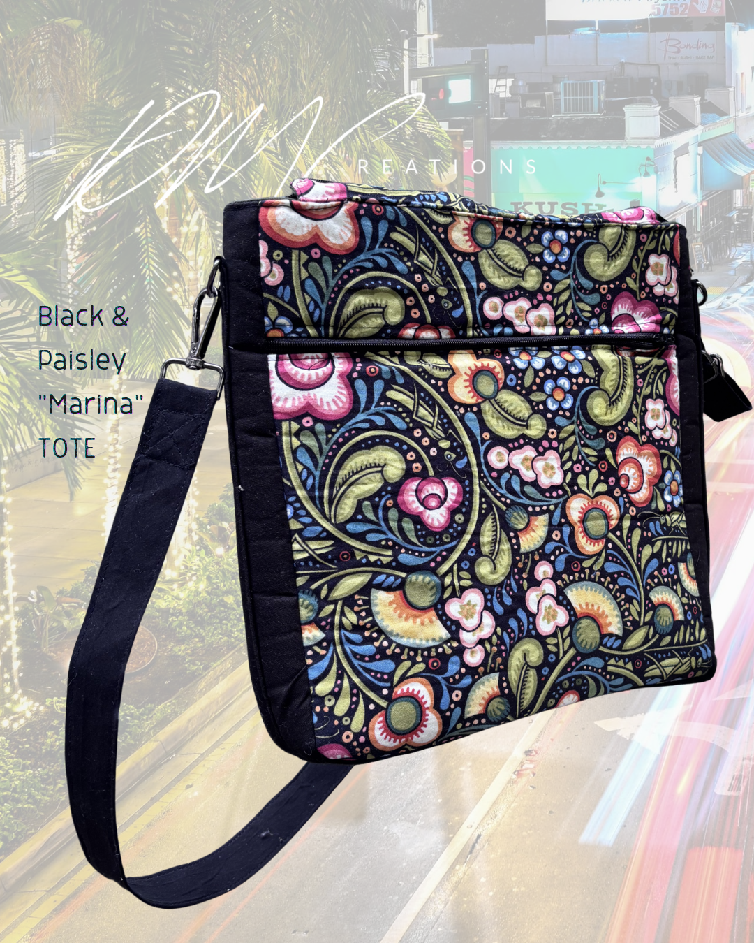 Black & Paisley "Marina" Tote