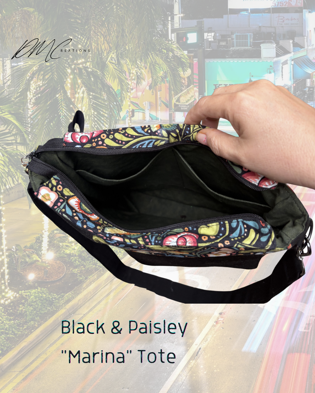 Black & Paisley "Marina" Tote